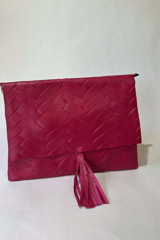 borsa a mano pelle fuxia