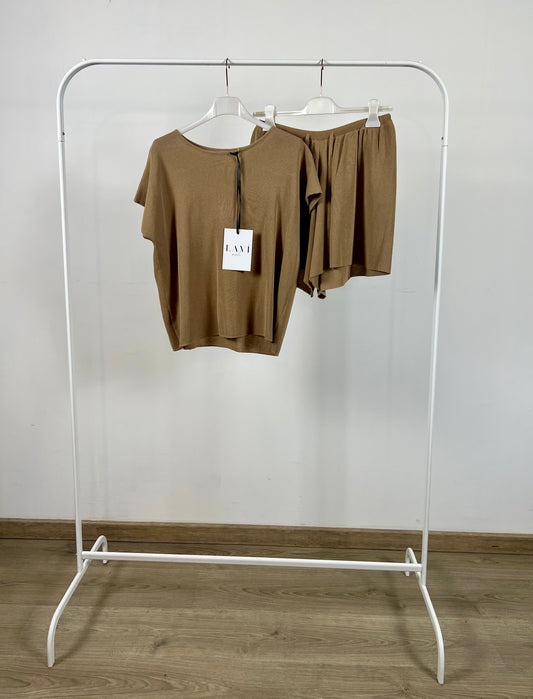 set coordinato marrone camel viscosa