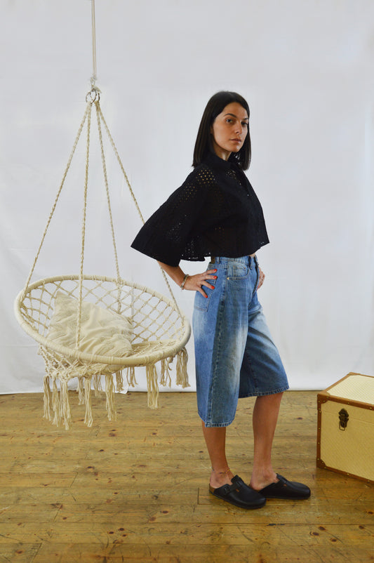 Camicia crop traforata