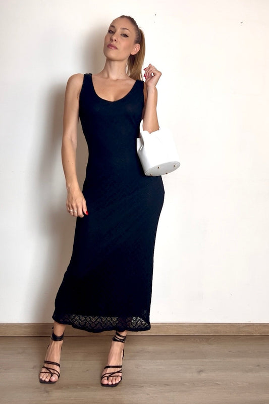 dress vestito nero black longuette