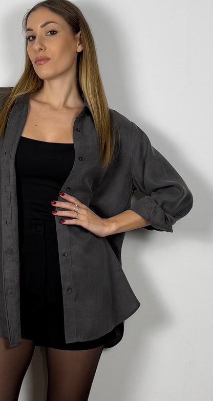 camicia grigia shirt grey oversize