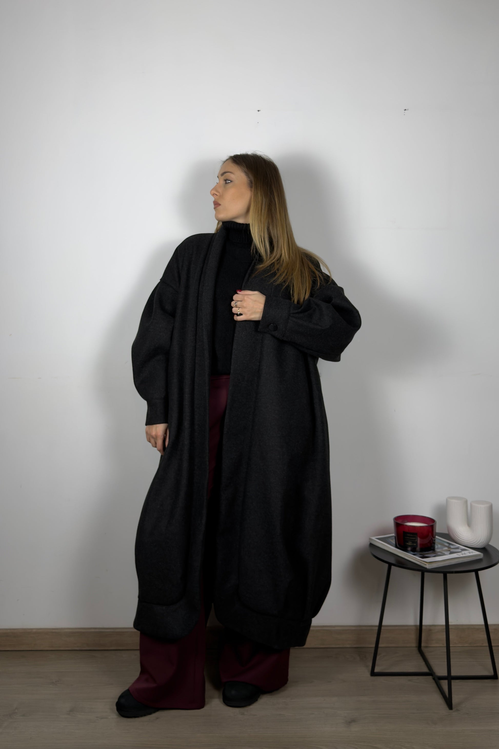 capotto oversize grigio antracite