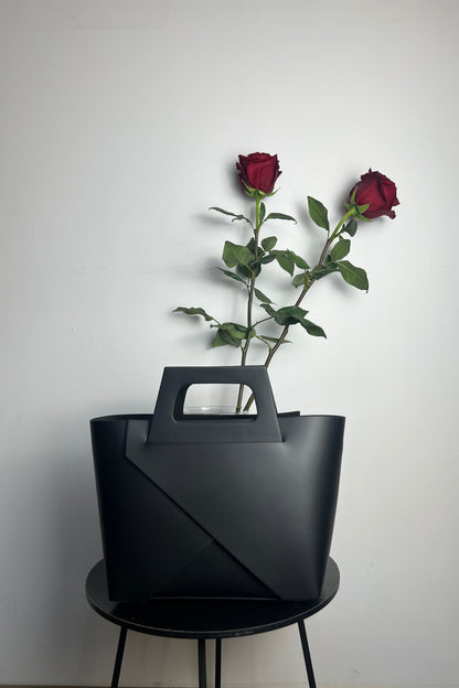 bag borsa geometrica nera in pelle