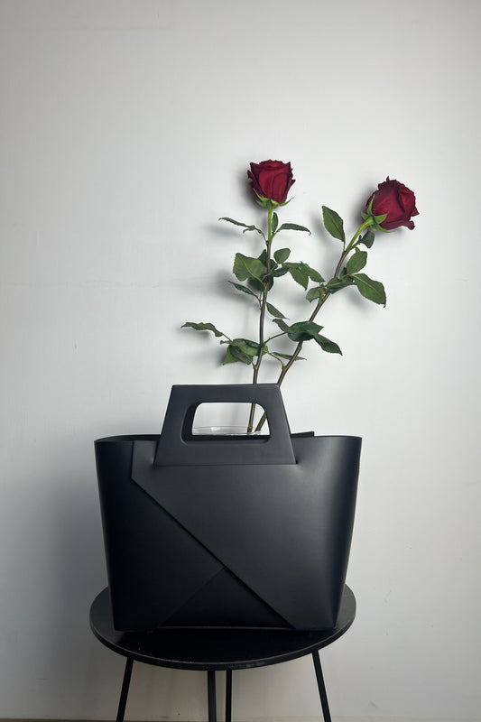 bag borsa geometrica nera in pelle